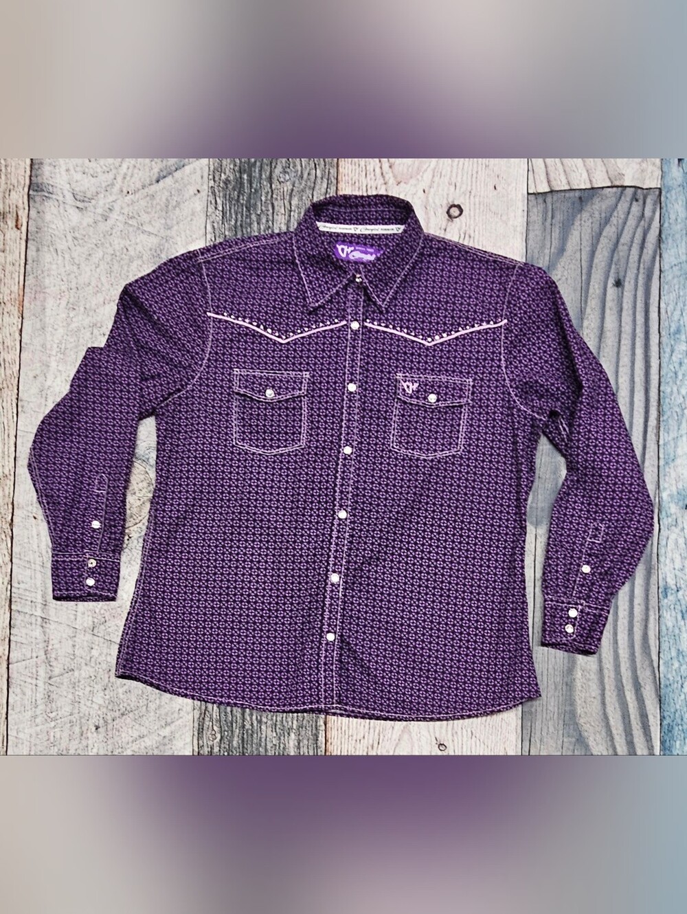 Cowgirl Hardware Purple Snap Rhinestones Bling Women's Size XL Western Cowgirl